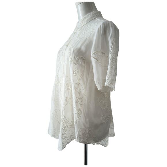 Johnny Was Chryssie Embroidered Short Sleeve Top Size XS - Picture 4 of 9